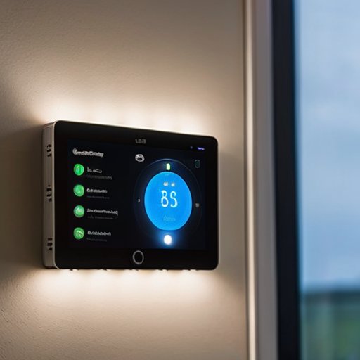 Современная панель управления умным освещением с LED-лампами и датчиками движения.