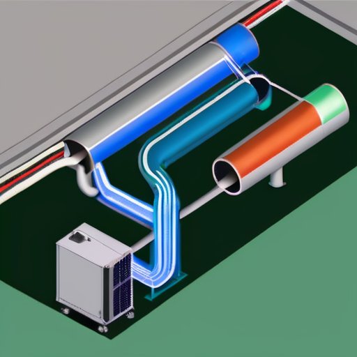 Современная система HVAC с воздуховодами и рекуператором тепла, подчеркивающая энергоэффективность.