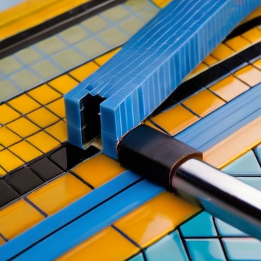 Организованное рабочее пространство с инструментами для укладки плитки.