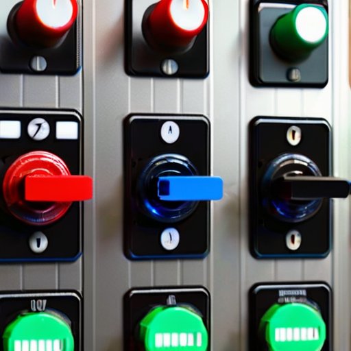 Современный электрический щит с различными автоматами, обозначенными 