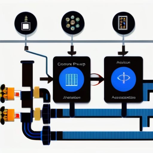 Схема автоматизации насоса с обозначением компонентов и возможных ошибок.