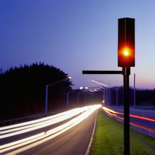 Близкий план фотодатчика уличного освещения на столбе, с фоном тусклого освещения.