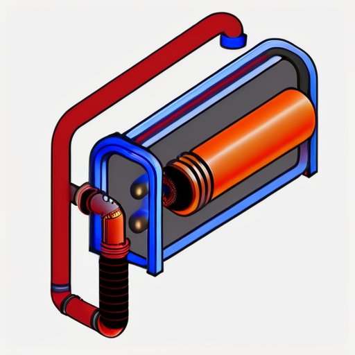 Схема отопительной системы с обходной трубой и пометками компонентов.