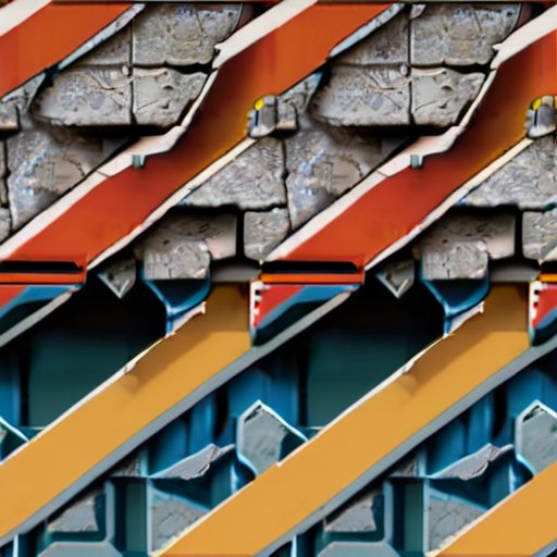 Изображение треснувшей стены с диагональными трещинами и метками. Рядом строительные инструменты и материалы для ремонта.