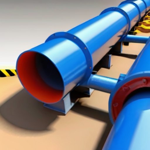 Газопровод на строительном объекте с инструментами и средствами безопасности.