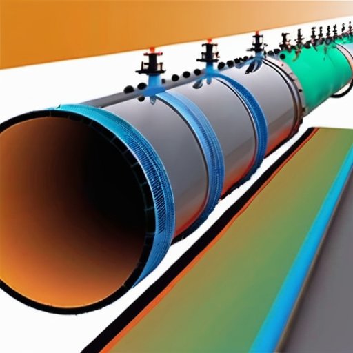 Схема газопроводной системы с подземными и надземными участками, отмечающая ключевые компоненты и защиту от коррозии.