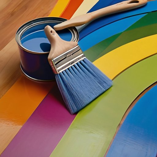 Ярко окрашенный ламинат с красками и кистями, подчеркивающий процесс трансформации.