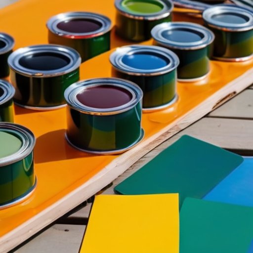 Организованное пространство для рисования на улице с пеноплексом, красками и инструментами под солнечным небом.