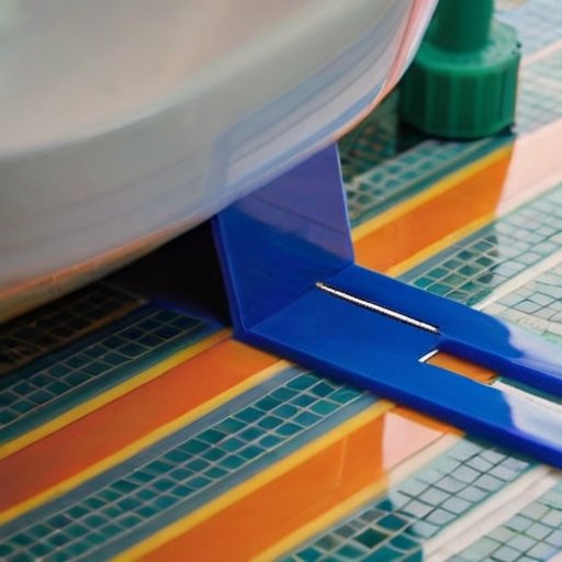 Установка туалета: близкий план с герметиками и инструментами на фоне плитки.