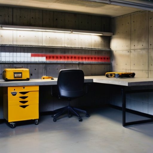 Чистое рабочее пространство с газобетонной стеной и инструментами.