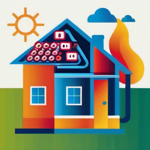 Современный план дома с иконками, символизирующими факторы потребления энергии.