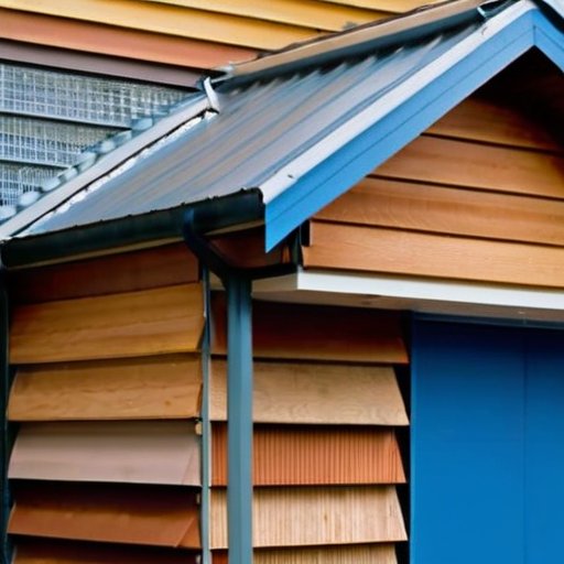 Дом с различными материалами отделки фронтона: дерево, винил, металл, пластик, фиброцемент.