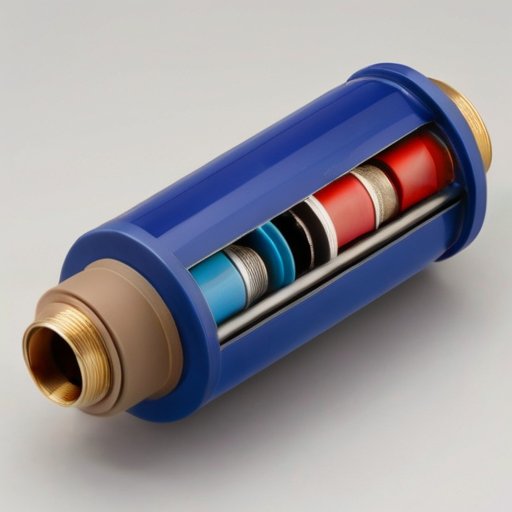 Кросс-секционный вид керамического картриджа с обозначениями компонентов.