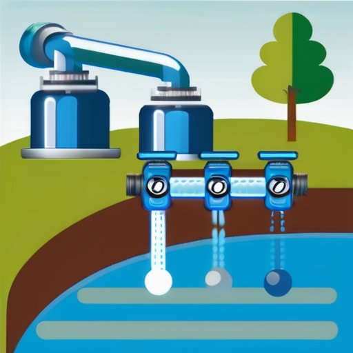 Современная насосная станция с автоматизированными панелями управления, прозрачными трубами и чистой водой.