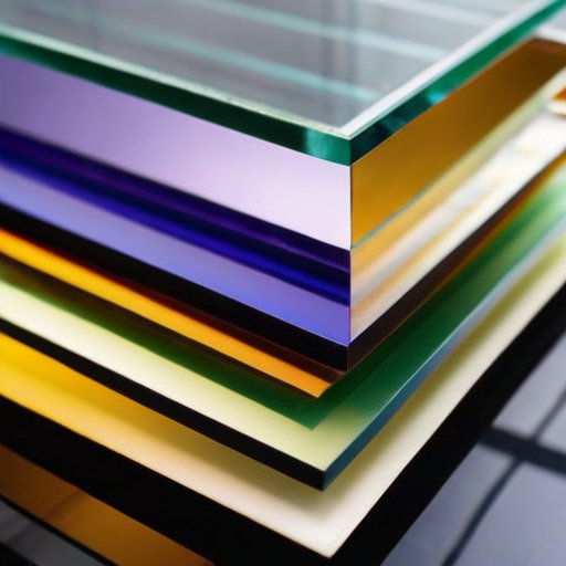 Прозрачный поликарбонатный лист с защитным УФ-фильтром на ярком фоне, с признаками прочности и желтизной от УФ-излучения, в окружении строительных инструментов и