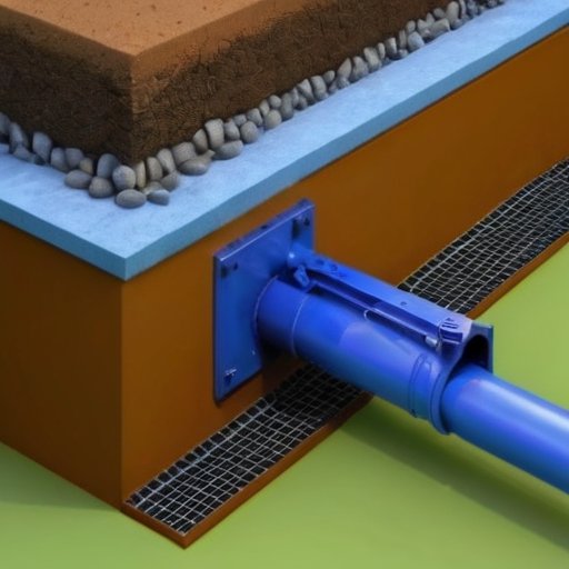 Аккуратная траншея в жилом дворе с трубами, инструментами и ясным небом.