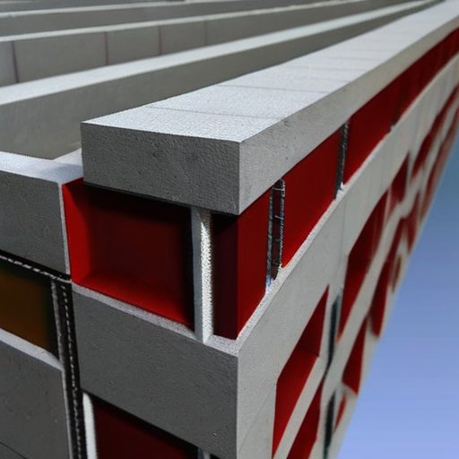 Стена из газобетонных блоков с пароизоляцией и строительными инструментами.