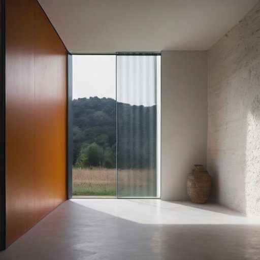 Свежезаделанная стена с текстурой гипсовой штукатурки и открытым окном, через которое входит свежий воздух.