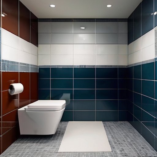 Современная ванная комната с подвесным унитазом, измерения расстояния до стены, элегантные плитки и эргономичный дизайн.