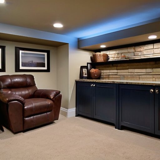 Эстетичный план подвала с оптимальной высотой потолков, вентиляцией, естественным освещением и современными материалами.