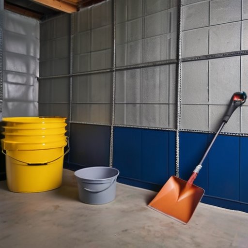 Строительная сцена с гладким пароизоляционным материалом на газобетонной стене и инструментами.