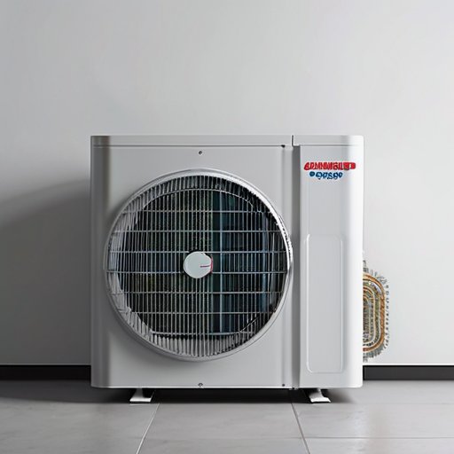 Современный кондиционер с вращающимися компонентами, цифровым дисплеем и элементами ухода в чистом интерьере.