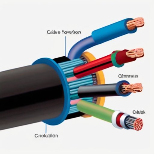Схема среза силового кабеля с слоями: центральный проводник, изоляция и защитная оболочка.