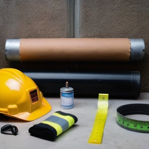 Строительная сцена с газобетонной стеной, частично срезанным проемом и инструментами для работы.