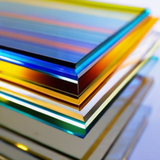 Прозрачный поликарбонатный лист с поглощением и отражением УФ-лучей, сравнение обработанного и необработанного материала на строительном фоне.