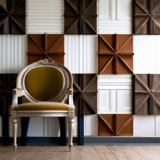 Уютная стена с деревянной отделкой, МДФ и крашеными участками, украшенная образцами обоев и тканей.